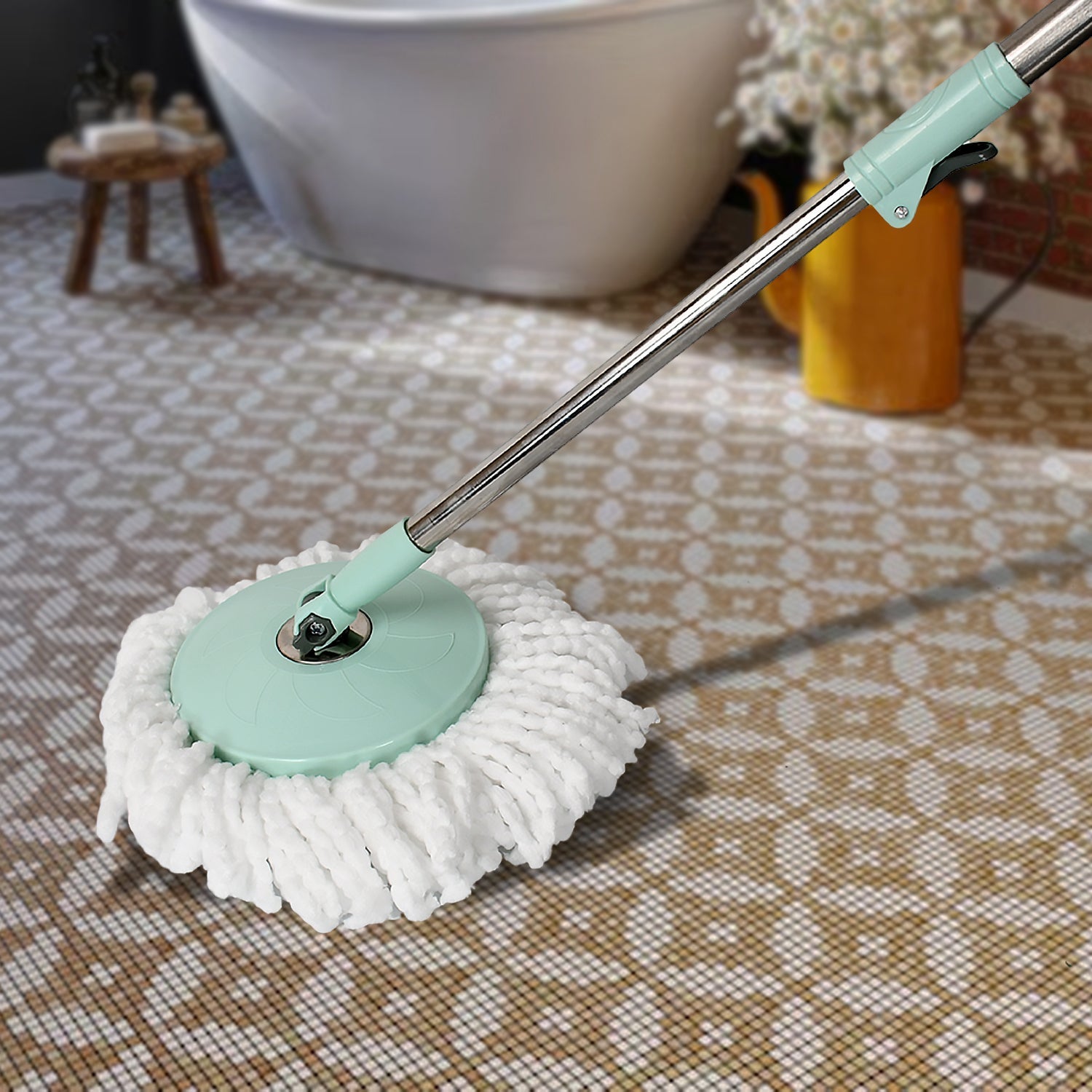 Ganesh Quick Spin Mop Steel Spin, Bucket Floor Cleaning, Easy Wheels & Big Bucket, Floor Cleaning Mop With Bucket, 2 Micro fiber head / Refill Ganesh Quick Spin Mop Steel Spin, Bucket Floor Cleaning, Easy Wheels & Big Bucket, Floor Cleaning Mop With Bucket, 2 Micro fiber head / Refill